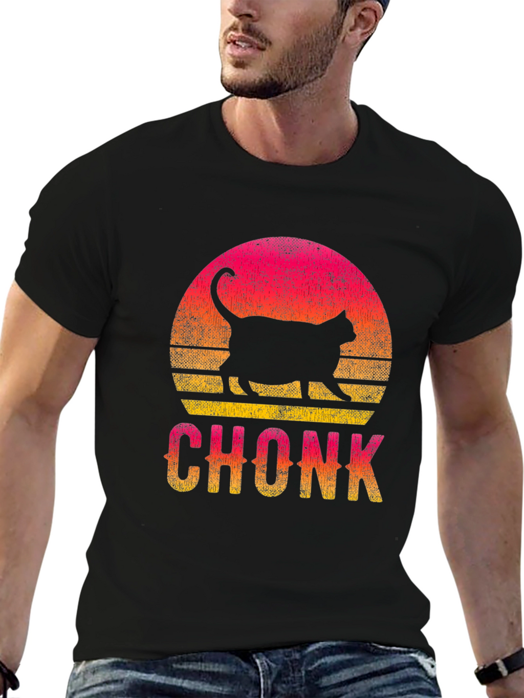 Chonk Cat Sunset Graphic T-Shirt