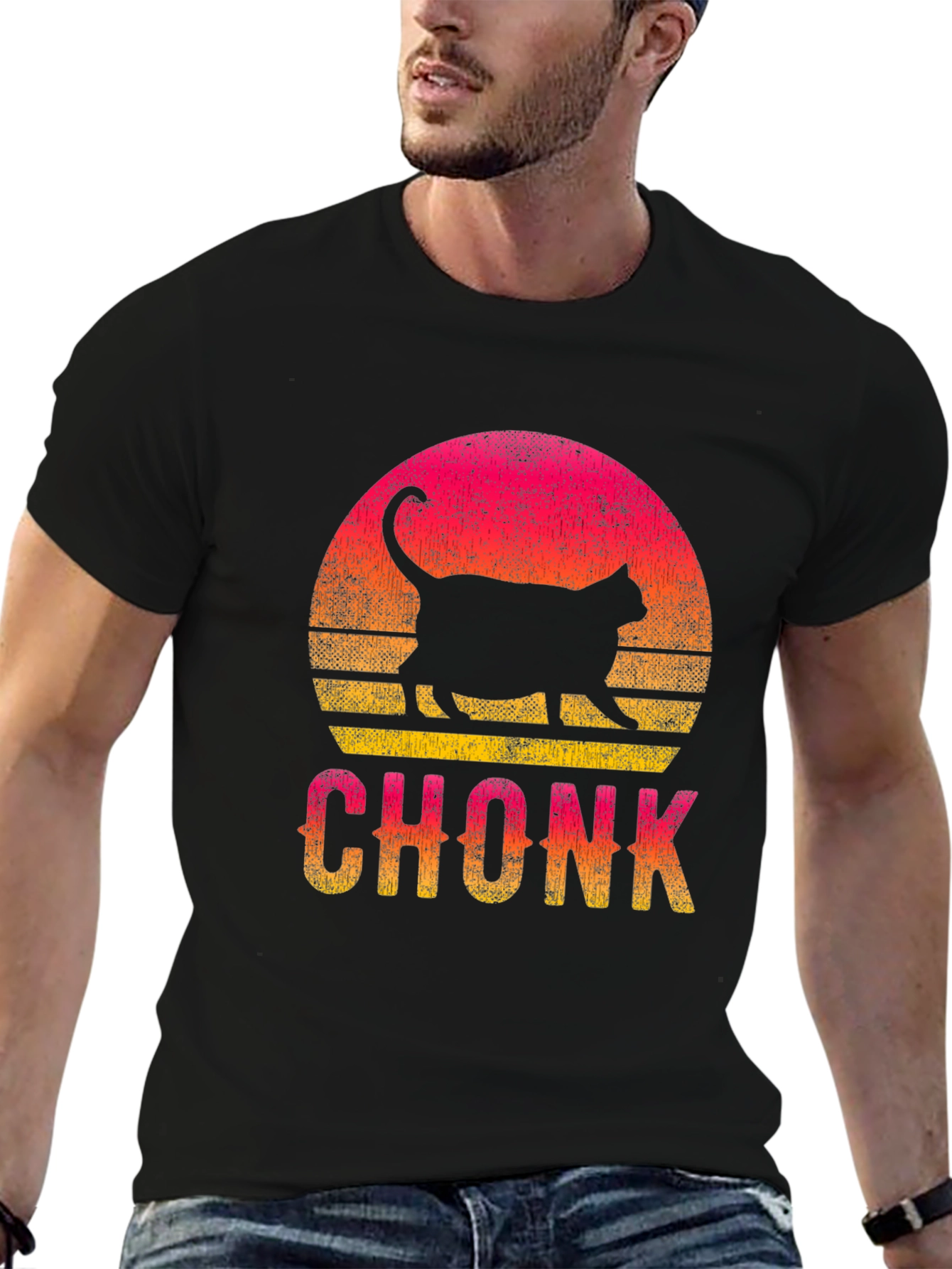 Chonk Cat Sunset Graphic T-Shirt