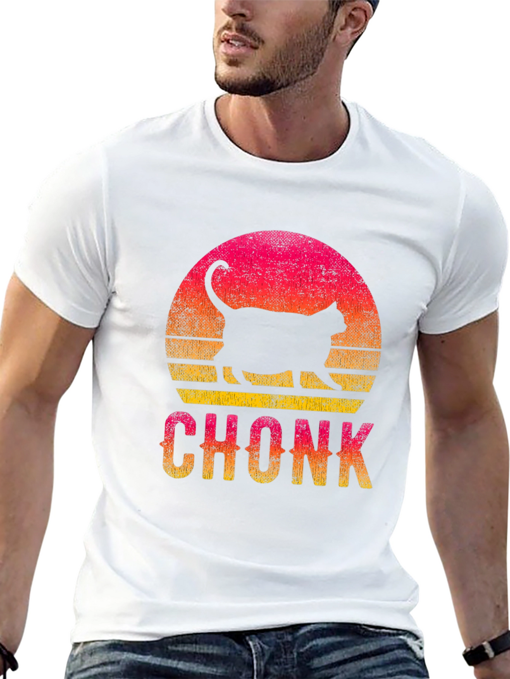 Chonk Cat Sunset Graphic T-Shirt
