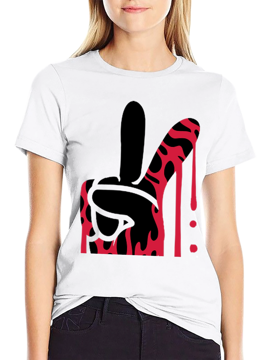 Bloody Middle Finger Graphic Tee - Bold Statement Shirt