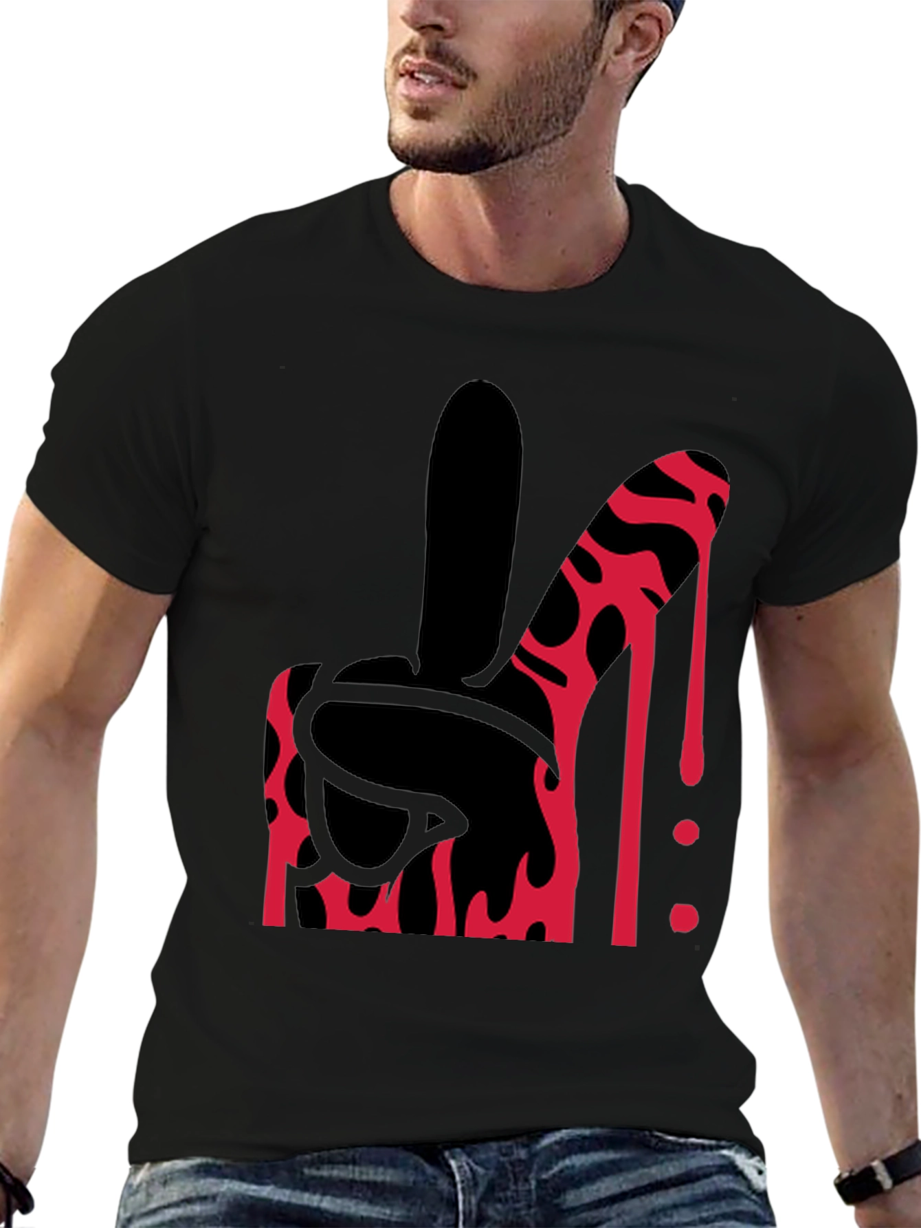 Bloody Middle Finger Graphic Tee - Bold Statement Shirt