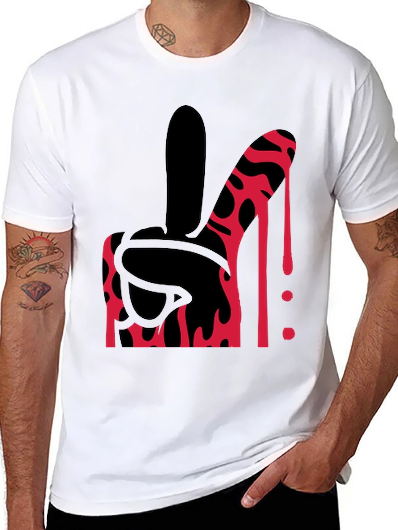 Bloody Middle Finger Graphic Tee - Bold Statement Shirt