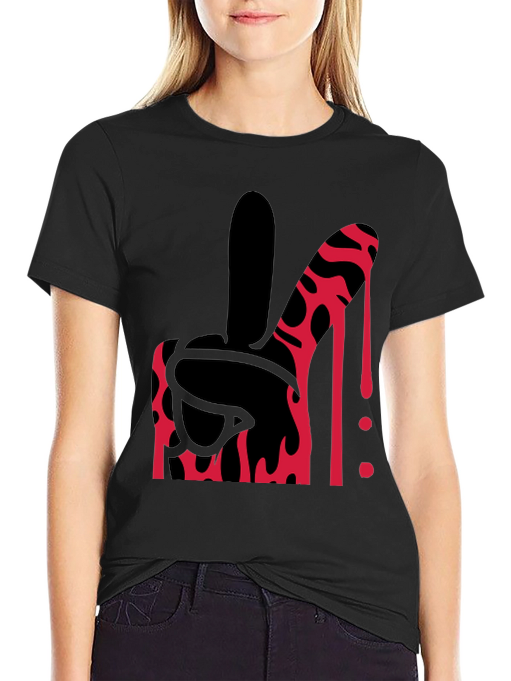Bloody Middle Finger Graphic Tee - Bold Statement Shirt