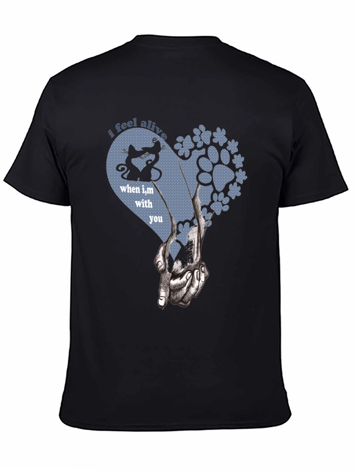 I Feel Alive Cats and Dogs Paw Heart T-Shirt