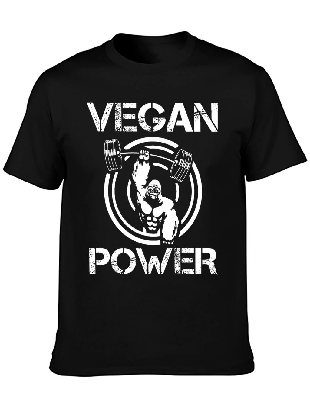 Vegan Power T-Shirt: Gorilla Weightlifting Design