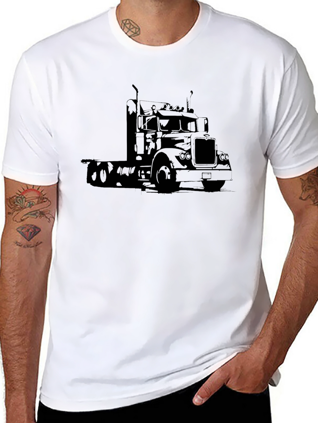Truck Graphic Tee - Black Classic Trucker T-Shirt
