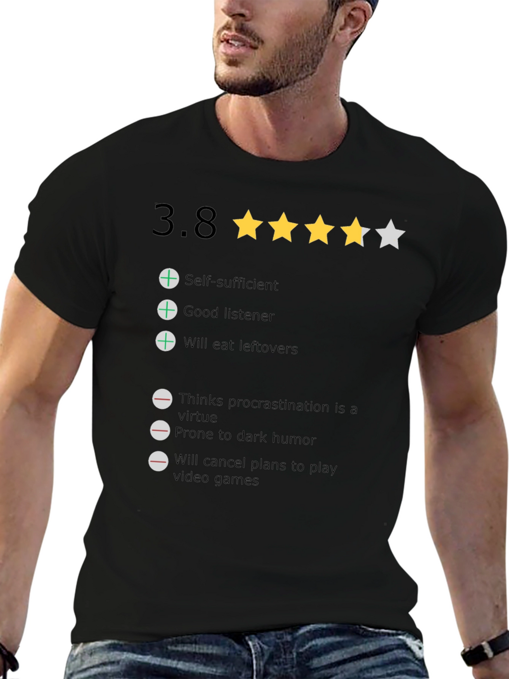 Rating T-Shirt: 3.8 Stars Funny Qualities