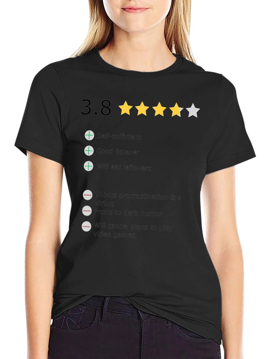 Rating T-Shirt: 3.8 Stars Funny Qualities