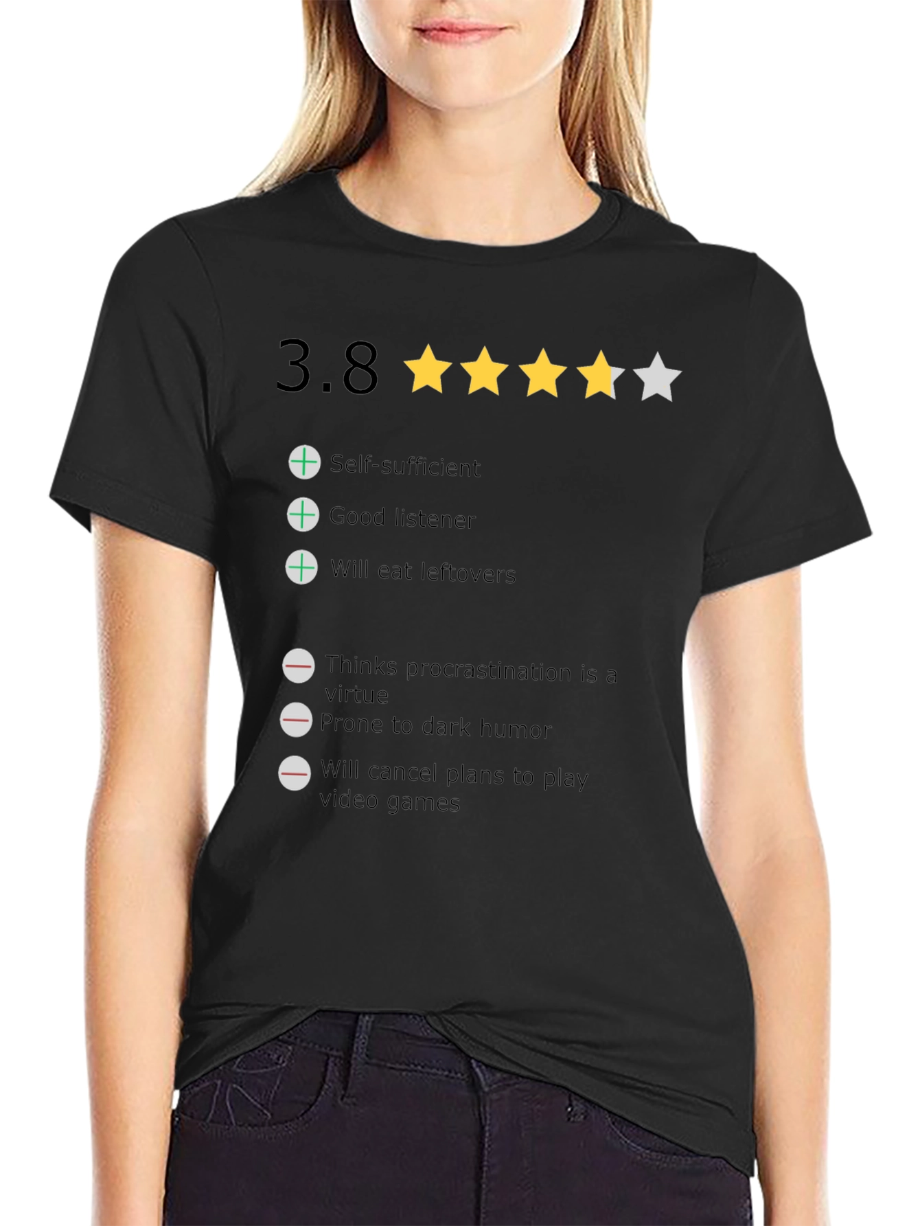 Rating T-Shirt: 3.8 Stars Funny Qualities