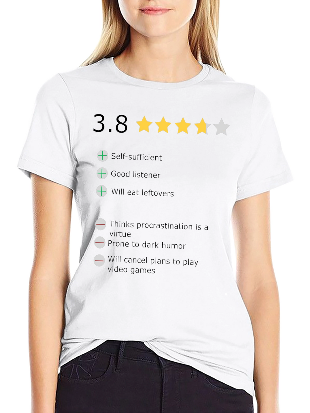 Rating T-Shirt: 3.8 Stars Funny Qualities