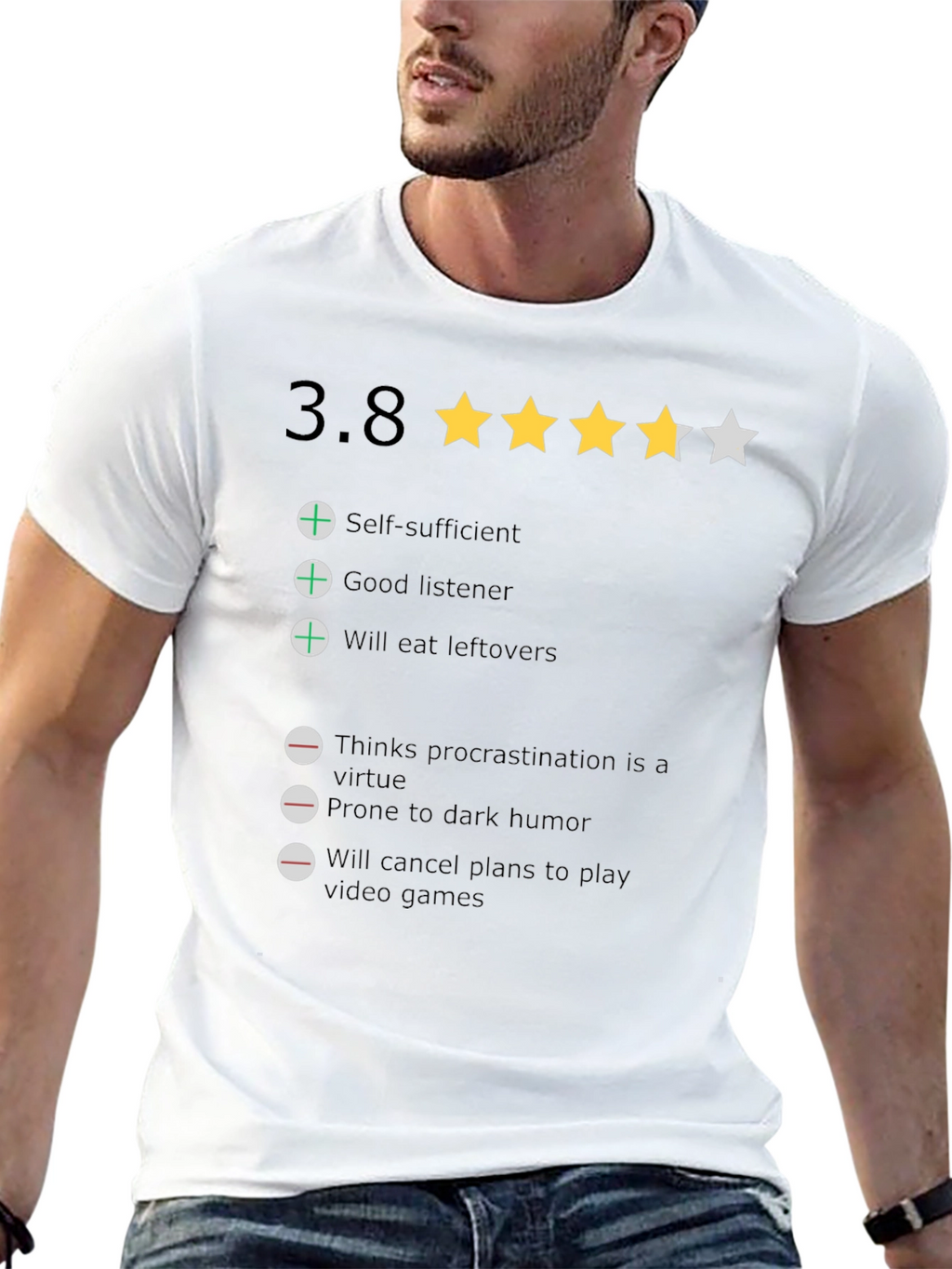 Rating T-Shirt: 3.8 Stars Funny Qualities
