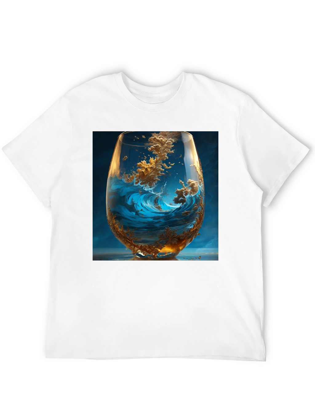 Ocean Wave in Wine Glass Graphic T-Shirt