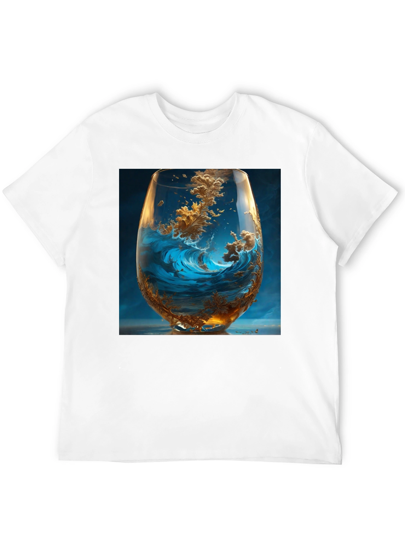 Ocean Wave in Wine Glass Graphic T-Shirt