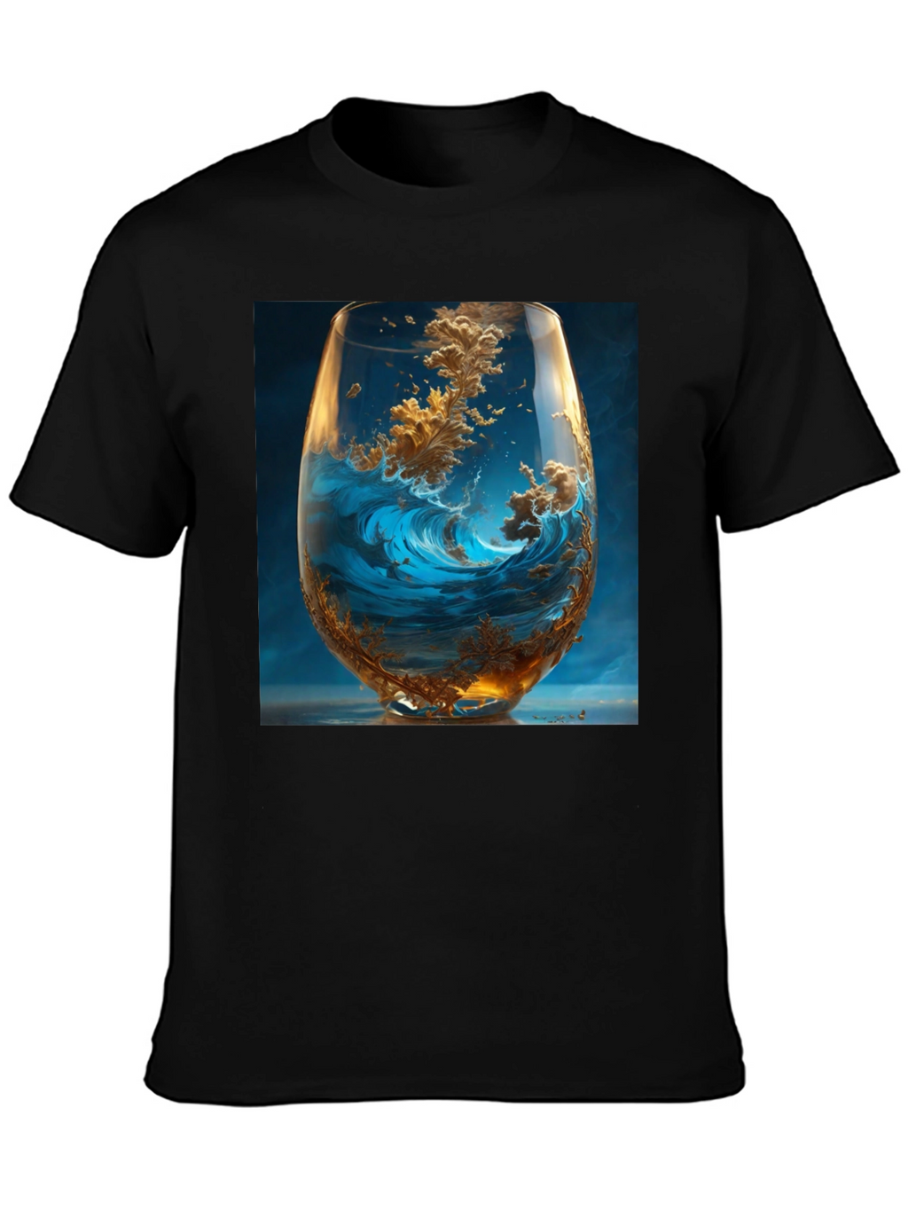 Ocean Wave in Wine Glass Graphic T-Shirt