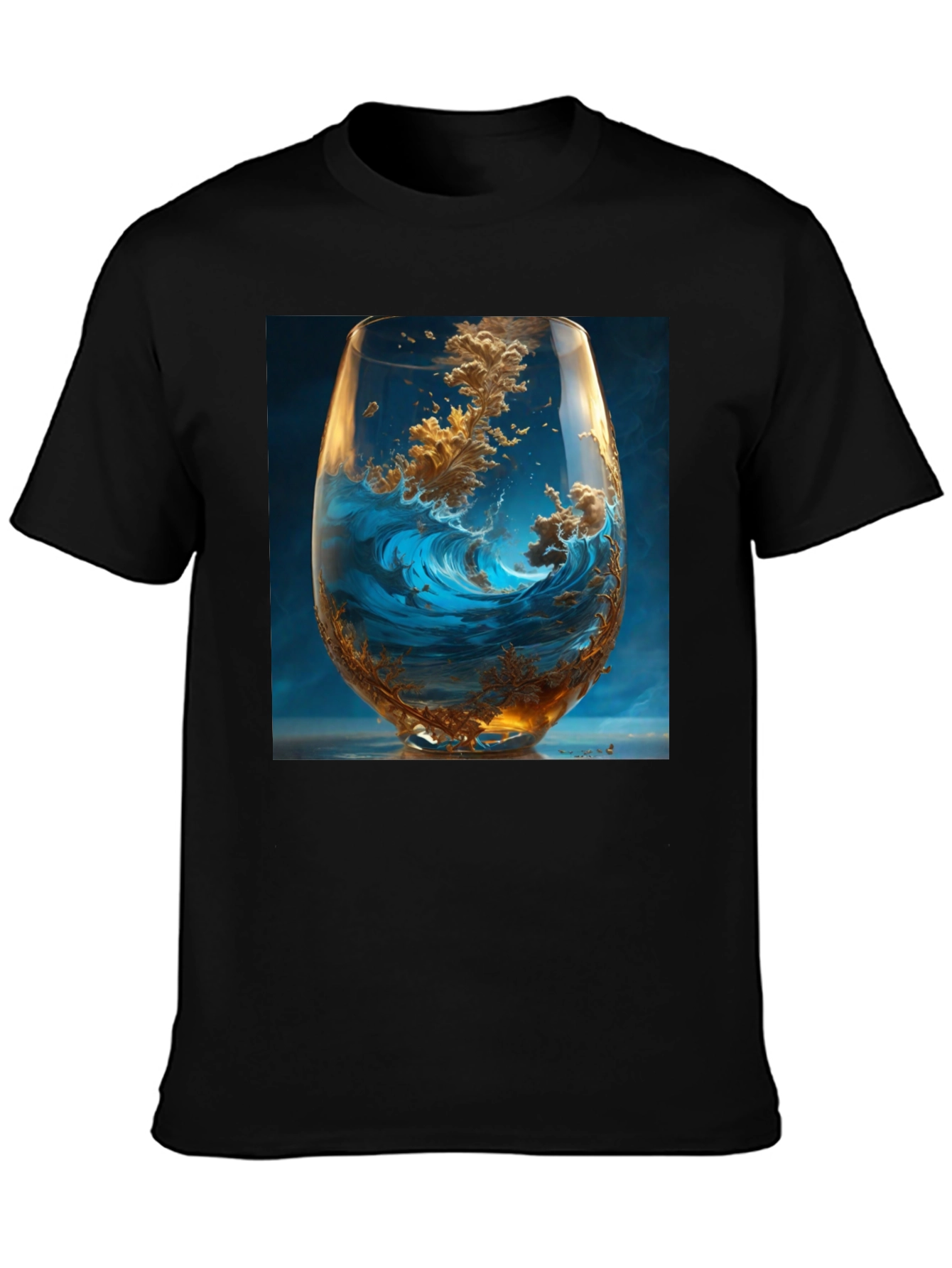 Ocean Wave in Wine Glass Graphic T-Shirt