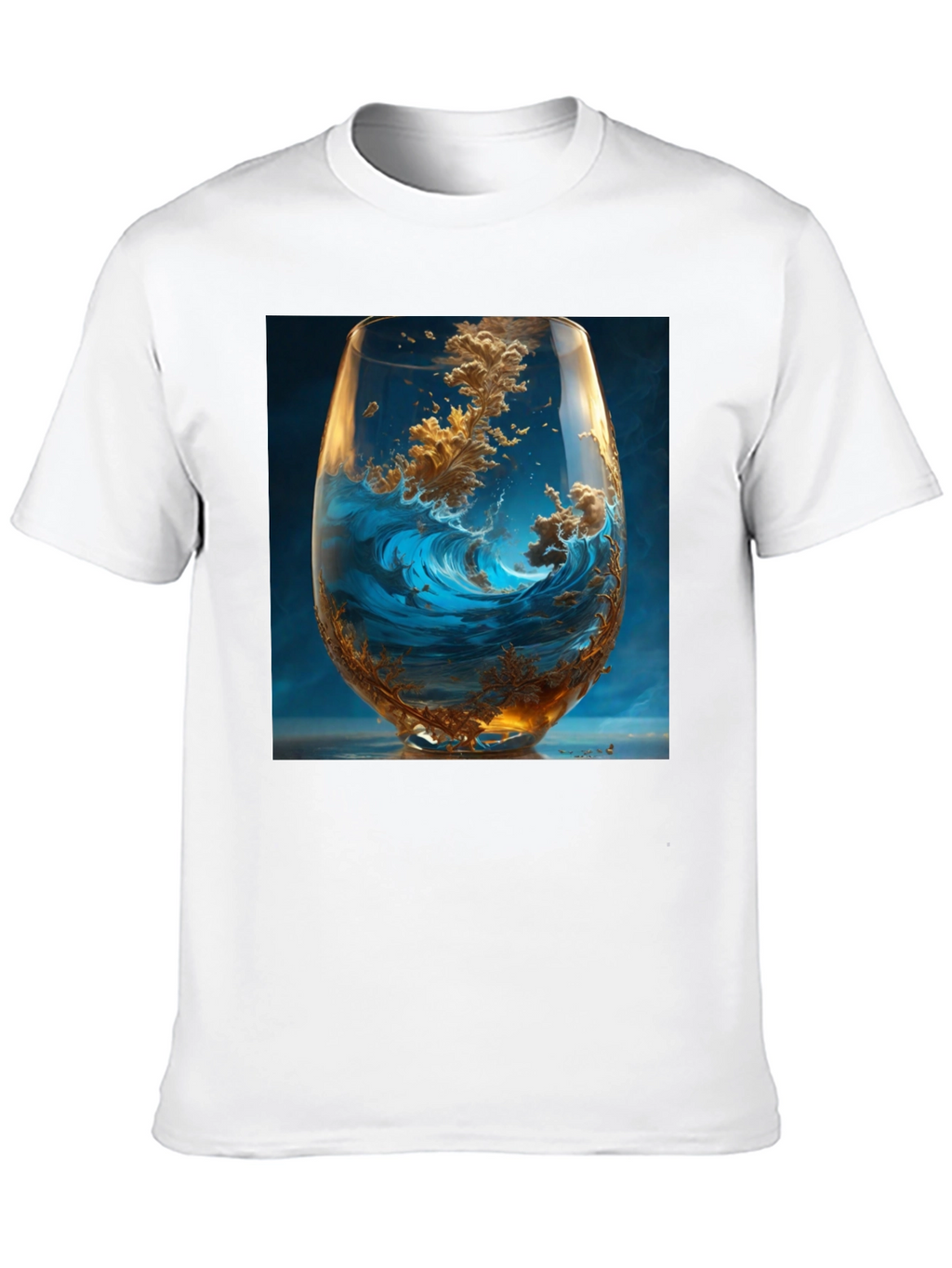 Ocean Wave in Wine Glass Graphic T-Shirt