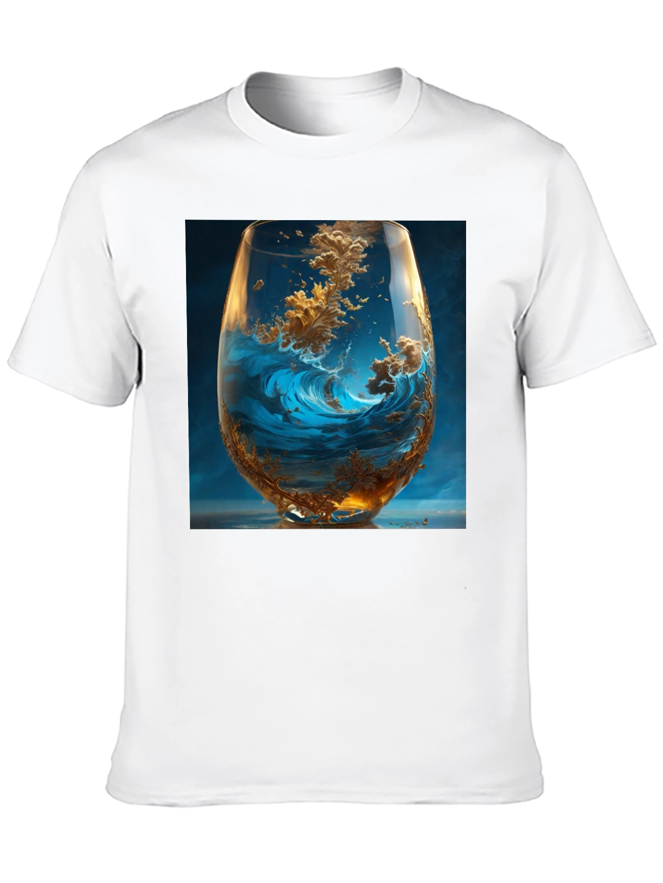 Ocean Wave in Wine Glass Graphic T-Shirt