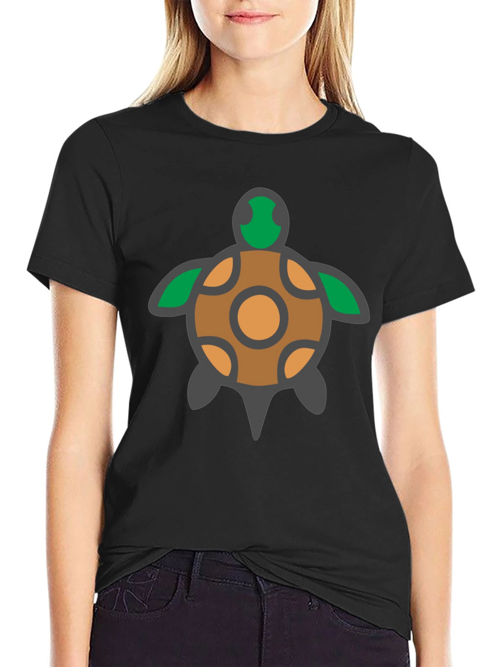 Turtle Graphic Tee - Black Cotton T-Shirt
