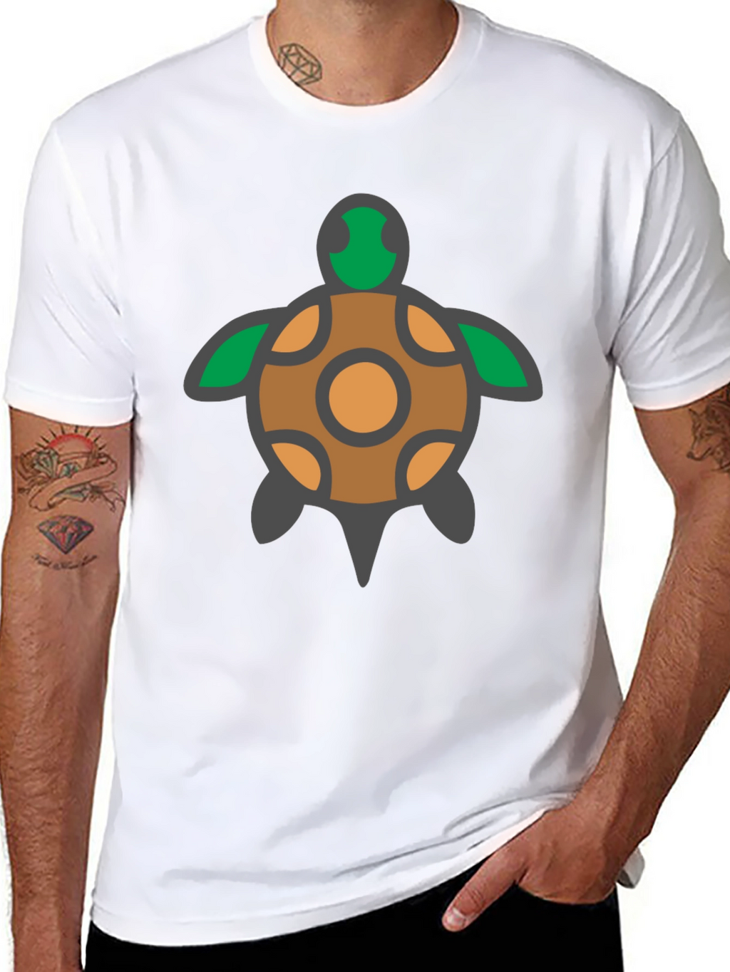 Turtle Graphic Tee - Black Cotton T-Shirt