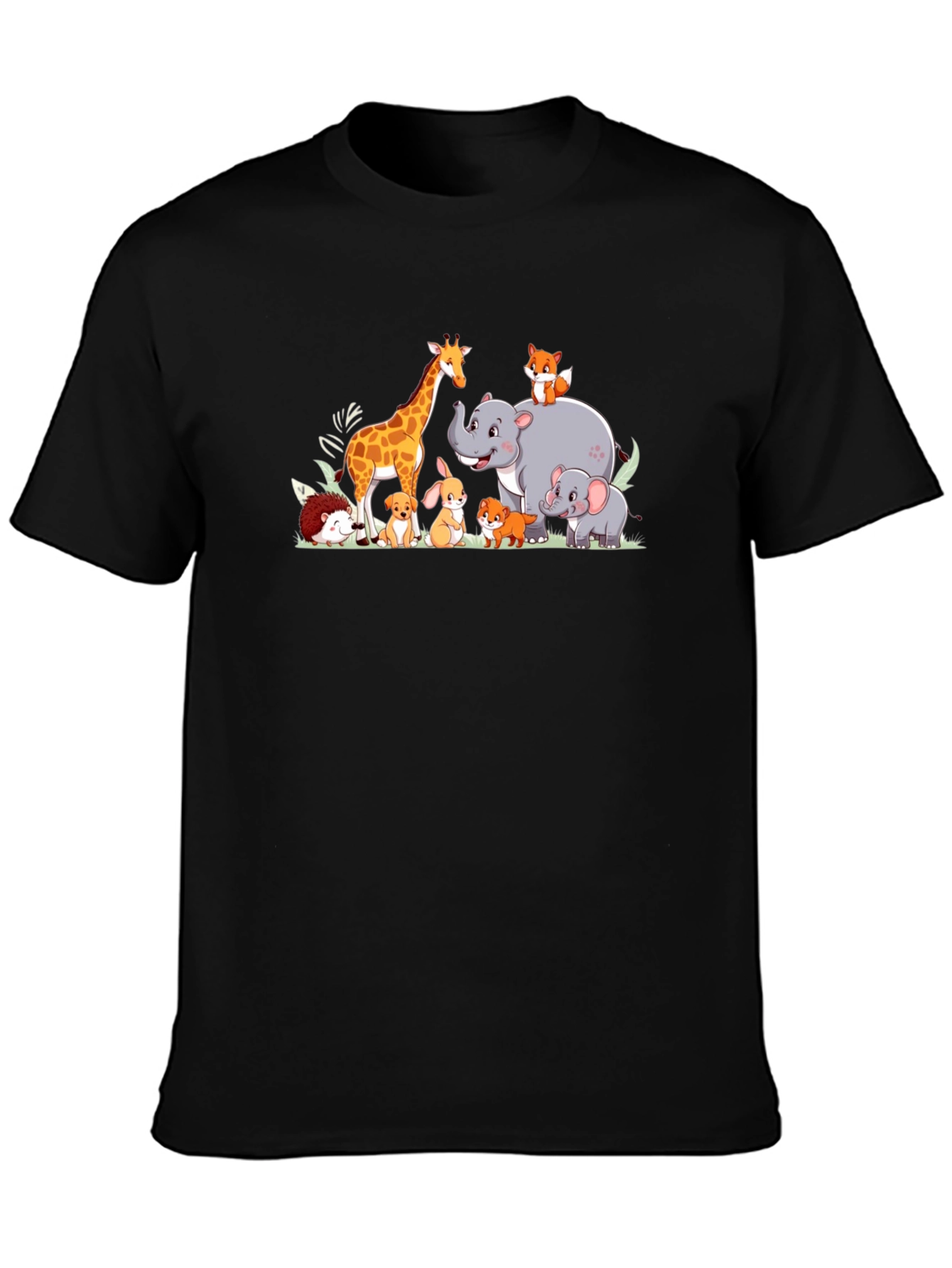 Cartoon Animal Crew Neck T-Shirt
