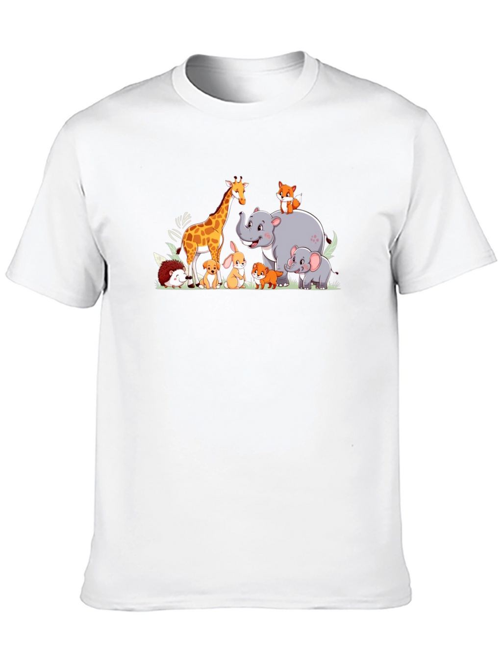 Cartoon Animal Crew Neck T-Shirt