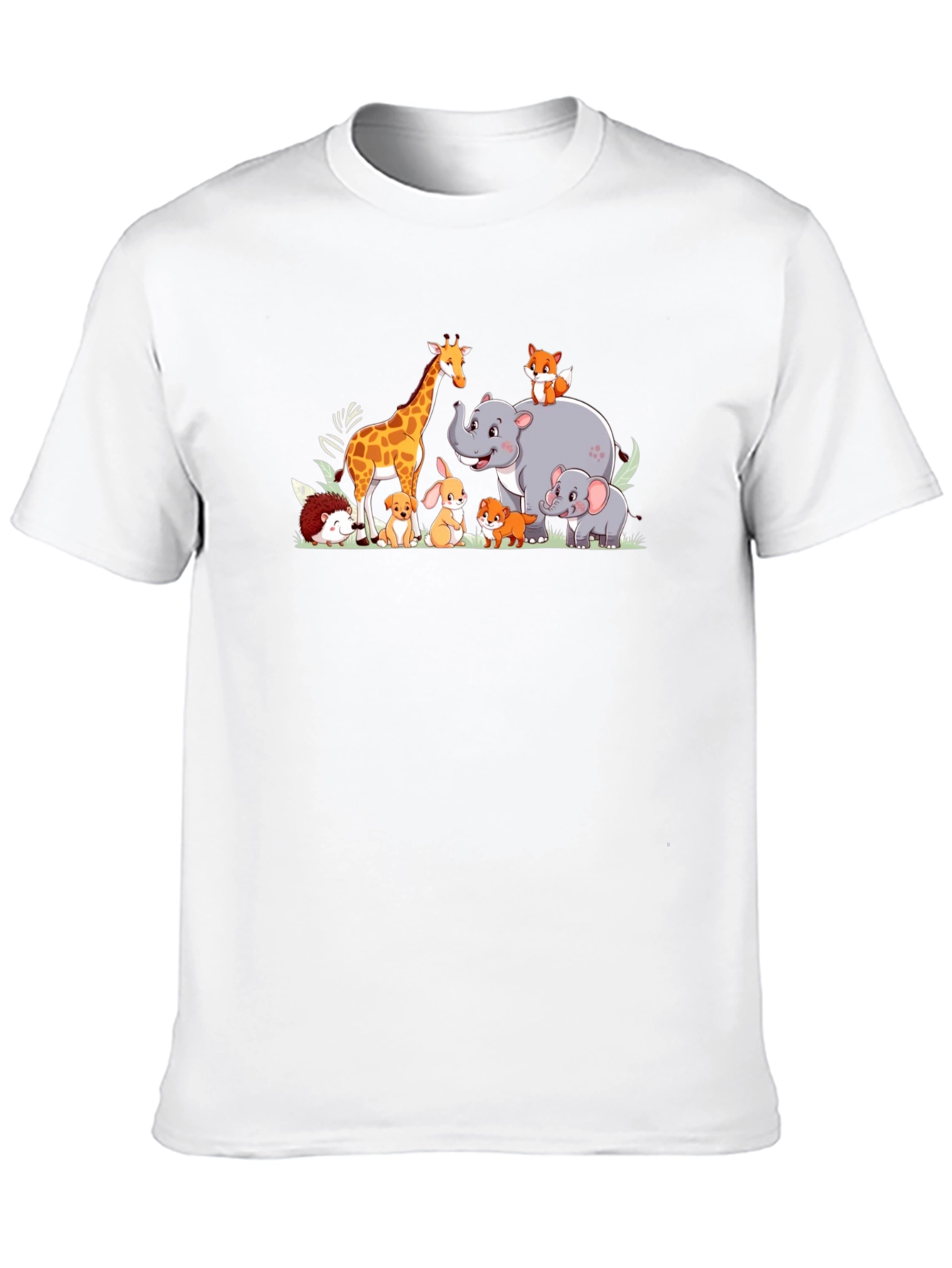 Cartoon Animal Crew Neck T-Shirt