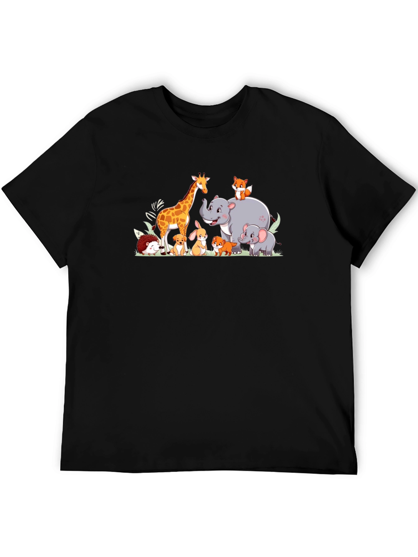 Cartoon Animal Crew Neck T-Shirt