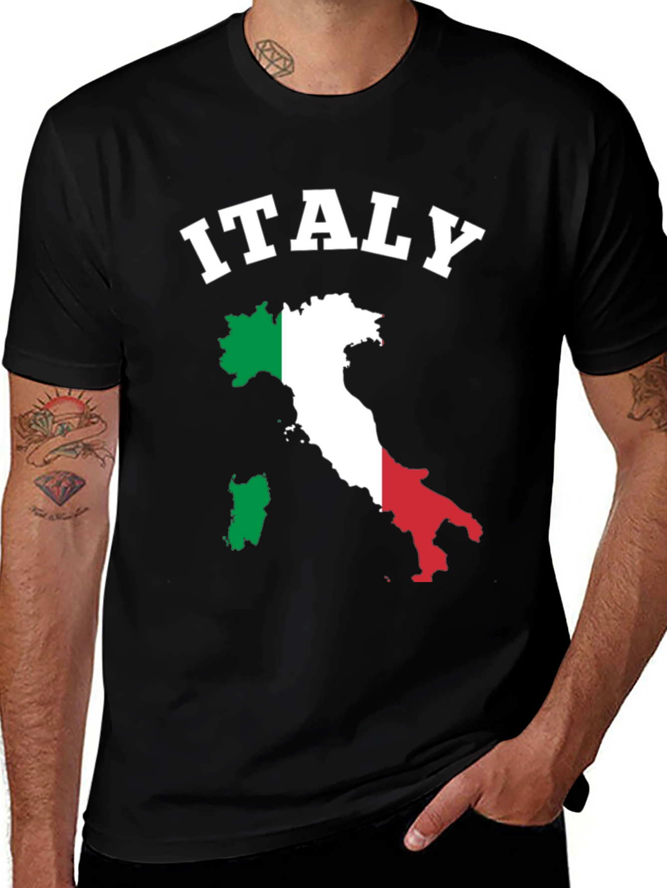 Italy Map T-Shirt - Italian Flag Colors