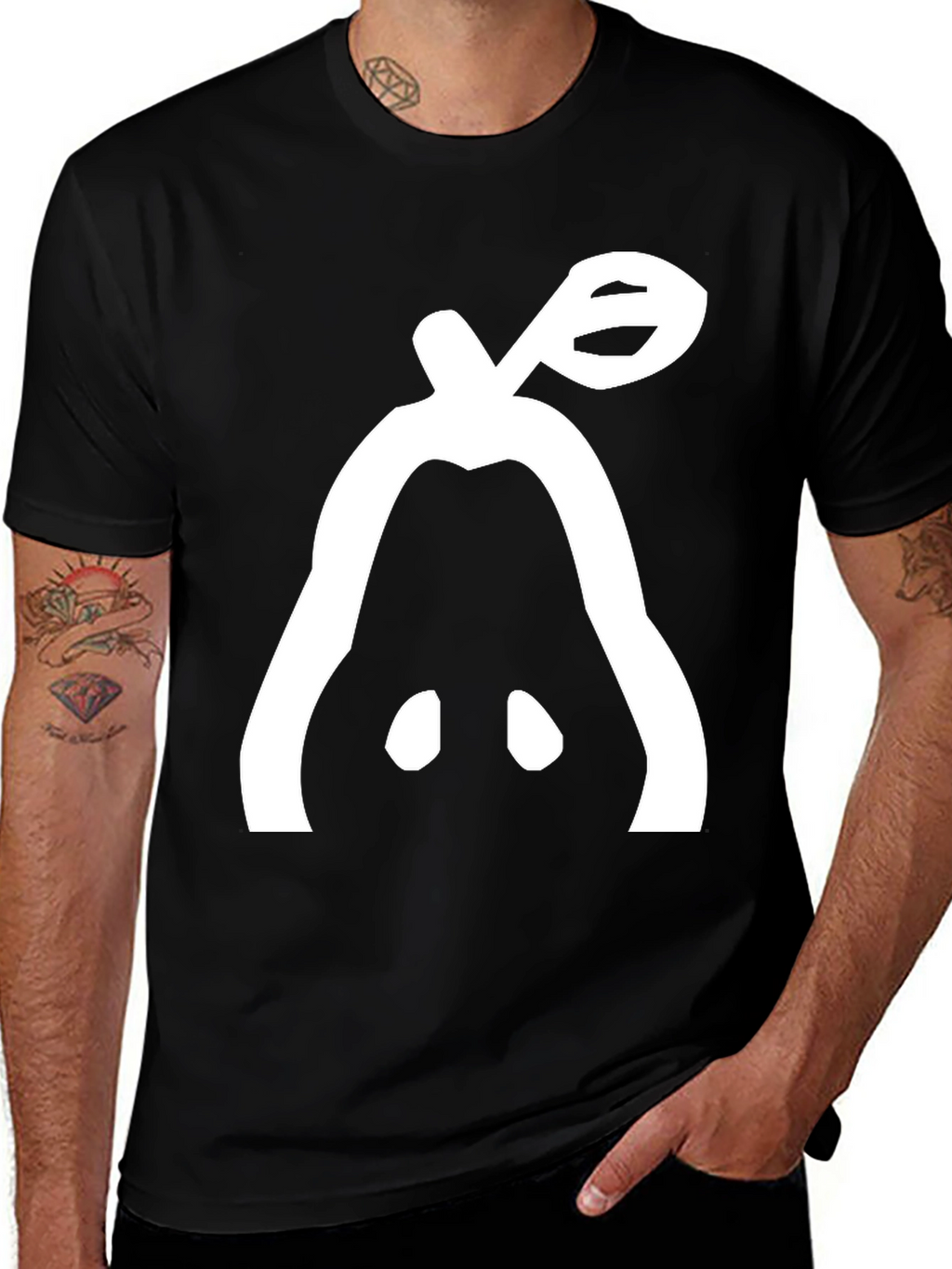 Unique Pear Graphic Black T-Shirt