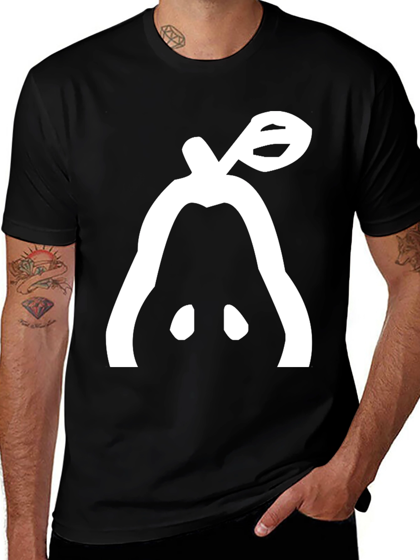 Unique Pear Graphic Black T-Shirt