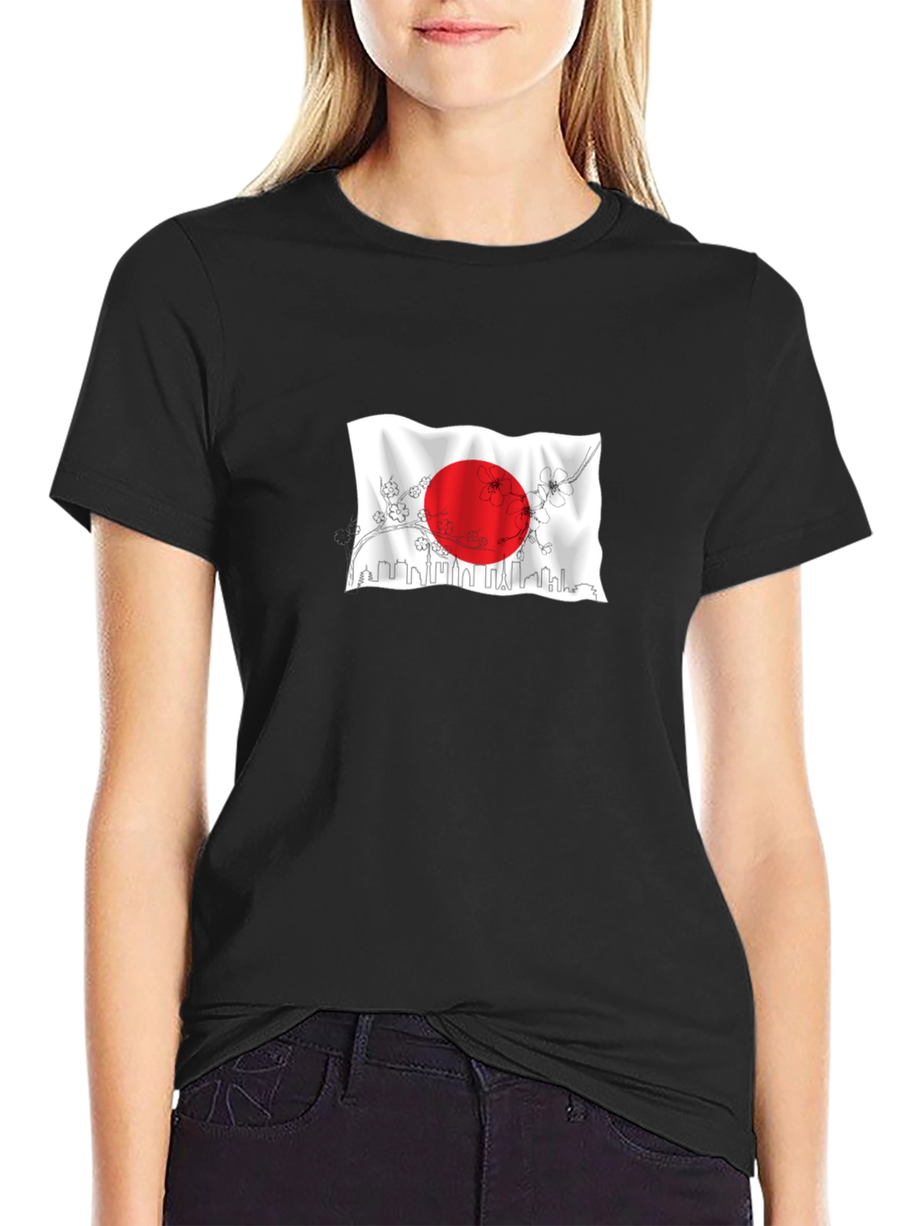 Japanese Flag Graphic Black T-Shirt