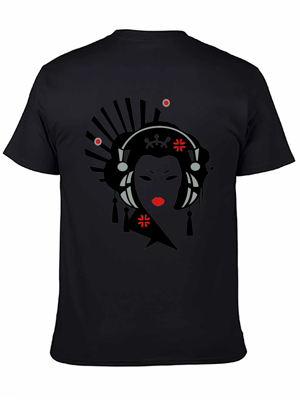 Geisha Graphic Print Black T-Shirt