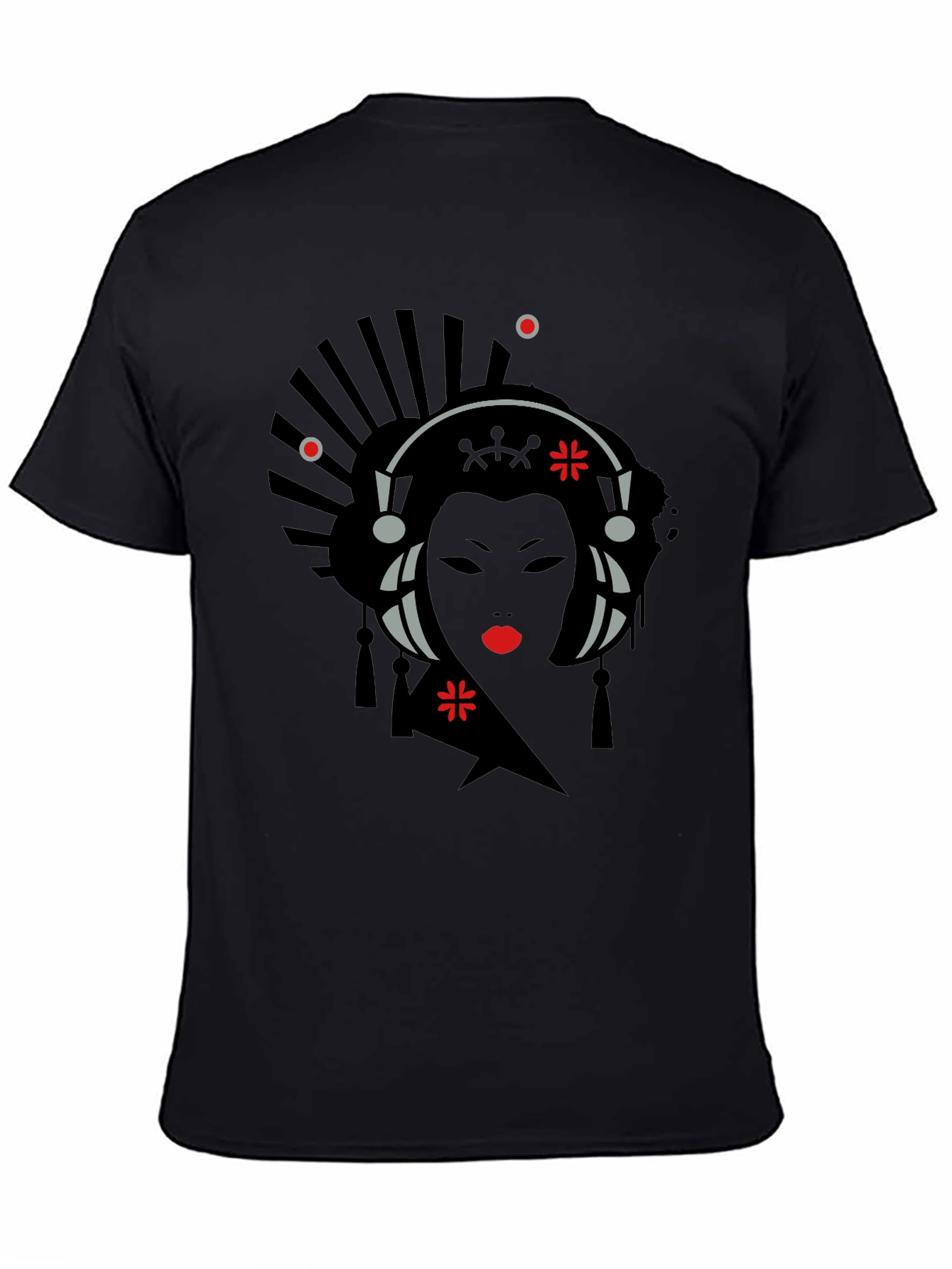 Geisha Graphic Print Black T-Shirt