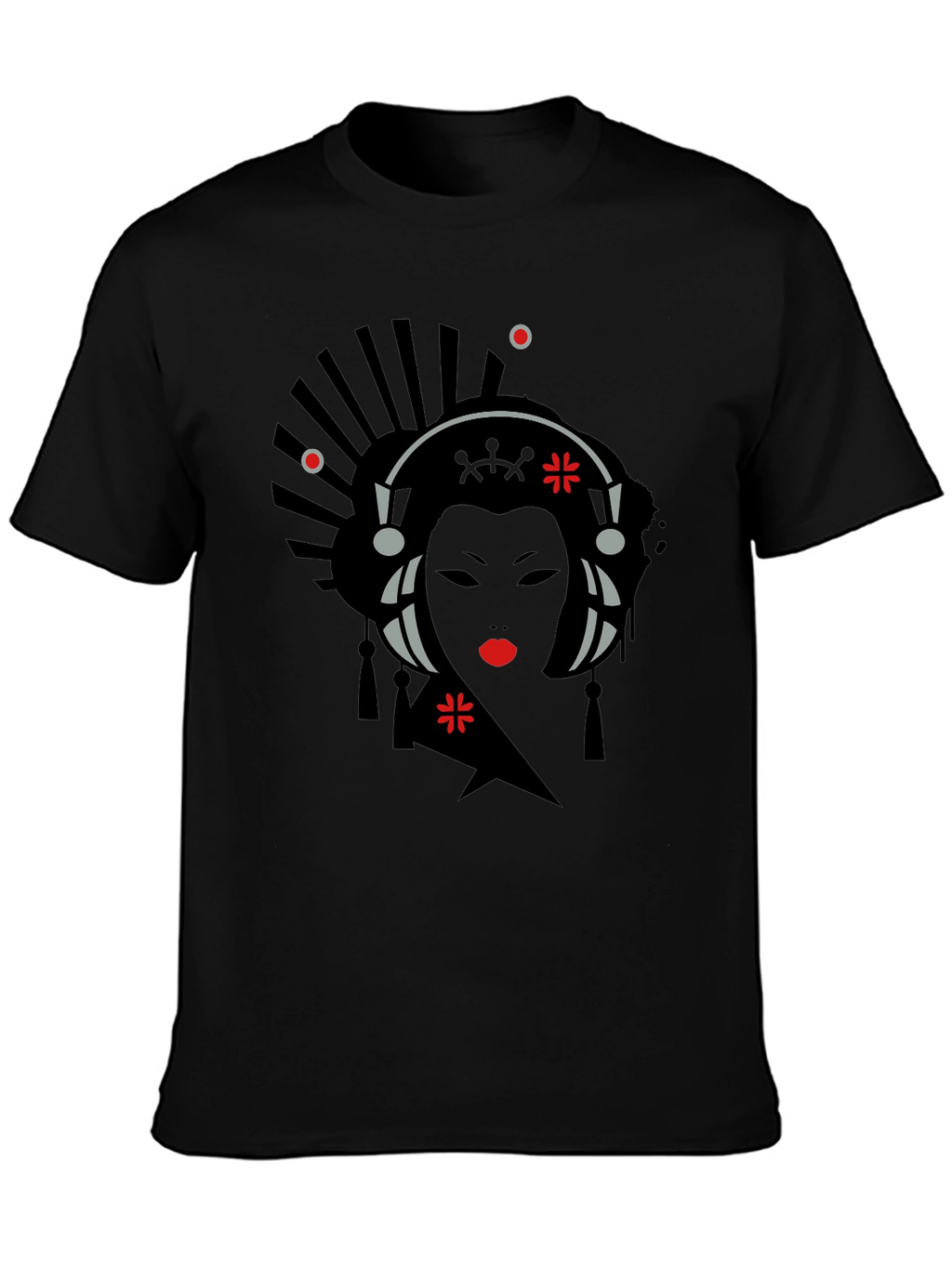 Geisha Graphic Print Black T-Shirt
