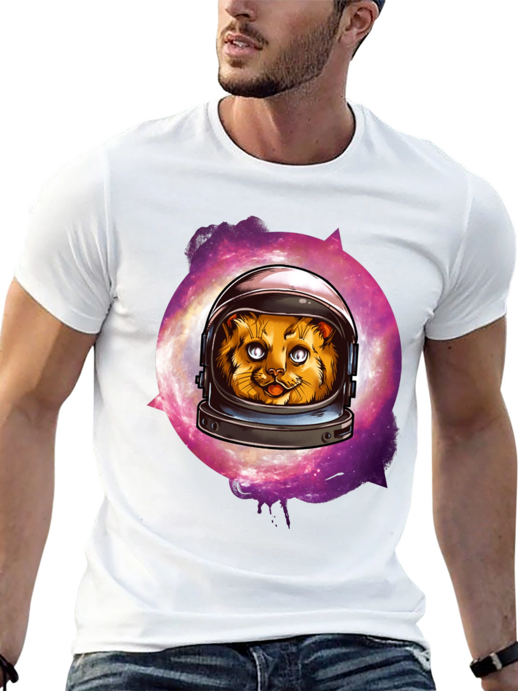 Astronaut Cat Graphic T-Shirt - Galaxy Space Kitten Tee