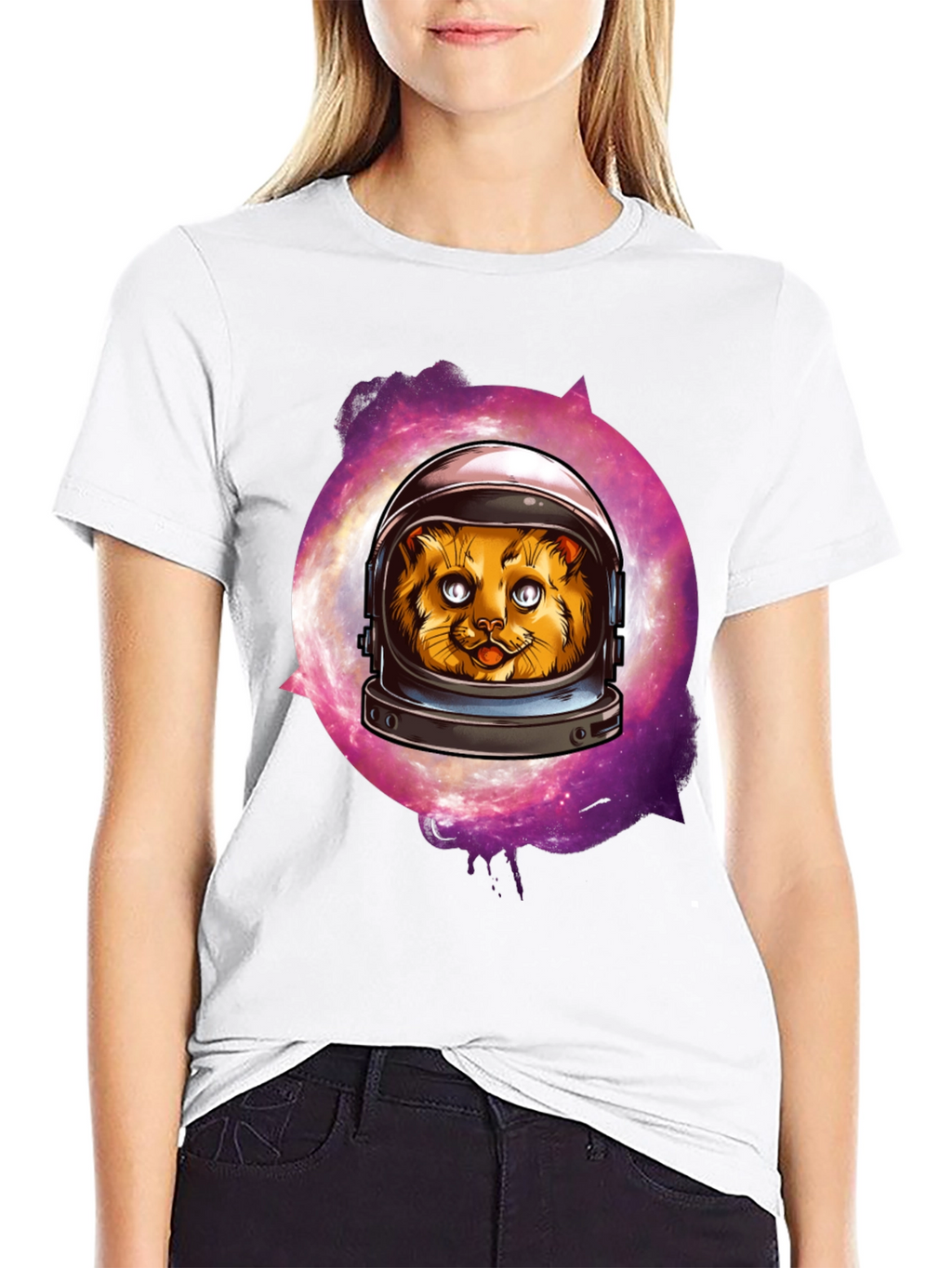 Astronaut Cat Graphic T-Shirt - Galaxy Space Kitten Tee