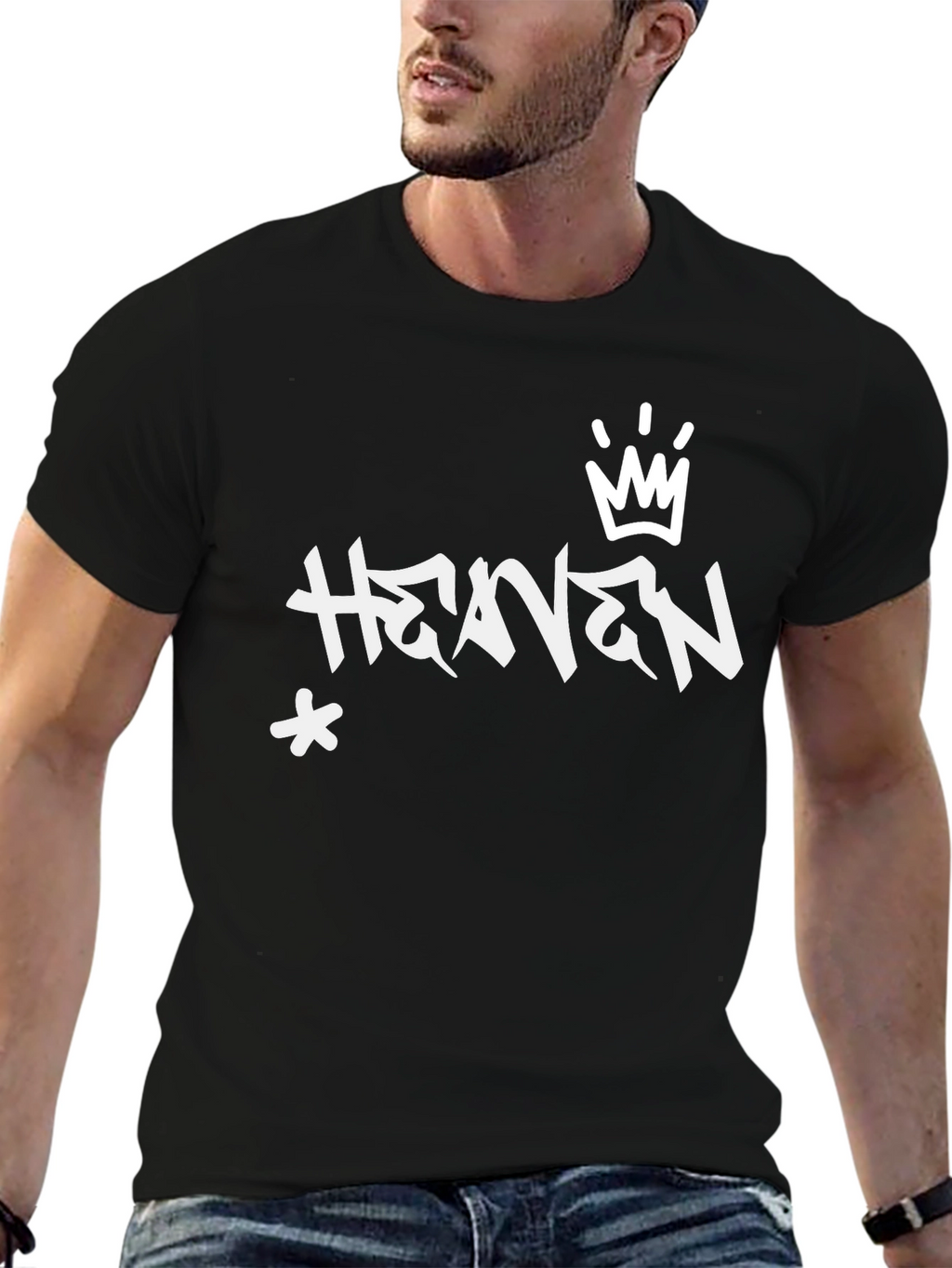 Heaven Graffiti Style Black T-Shirt