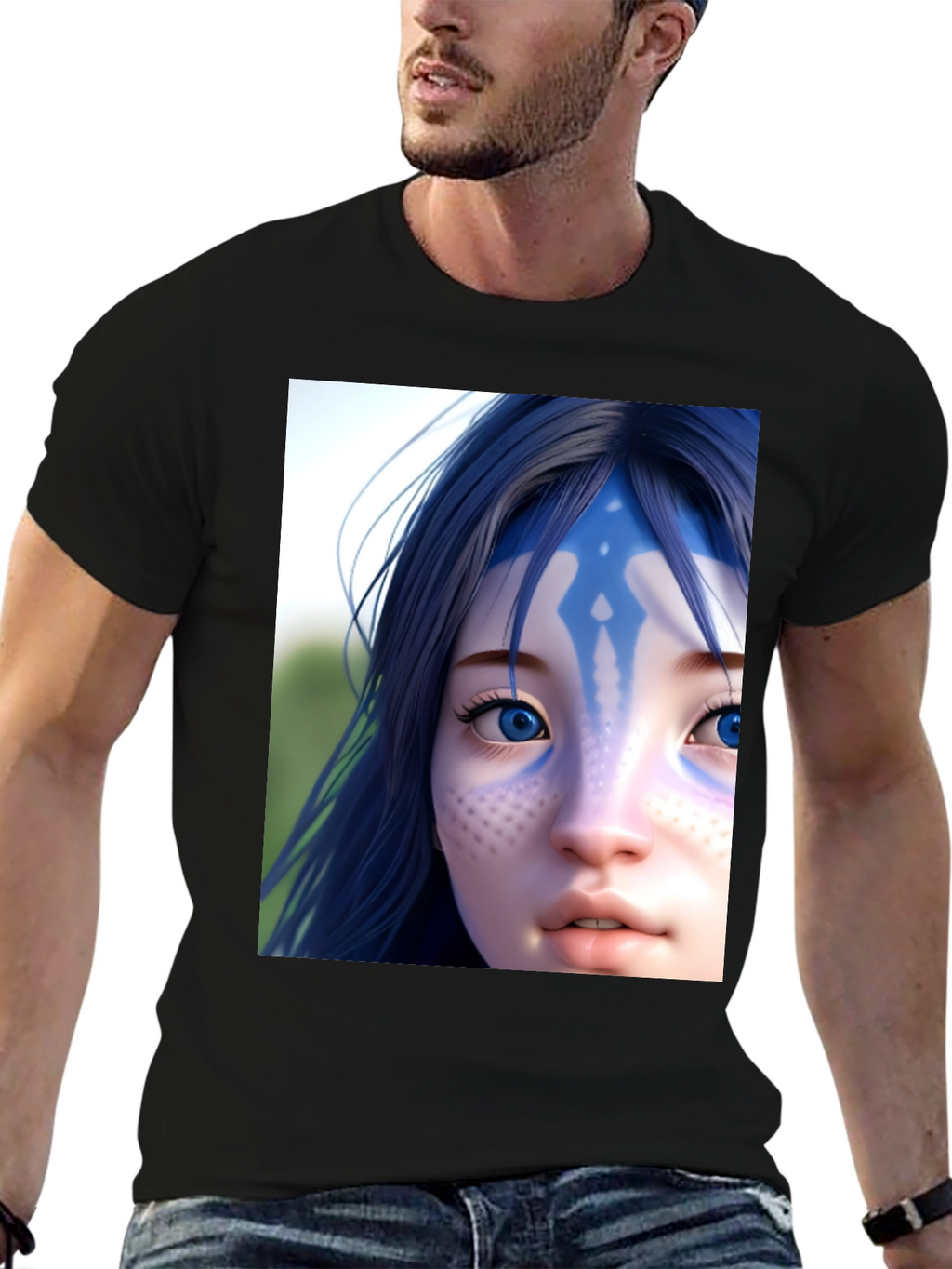 Avatar Character Graphic Tee - Black Cotton Blend Shirt