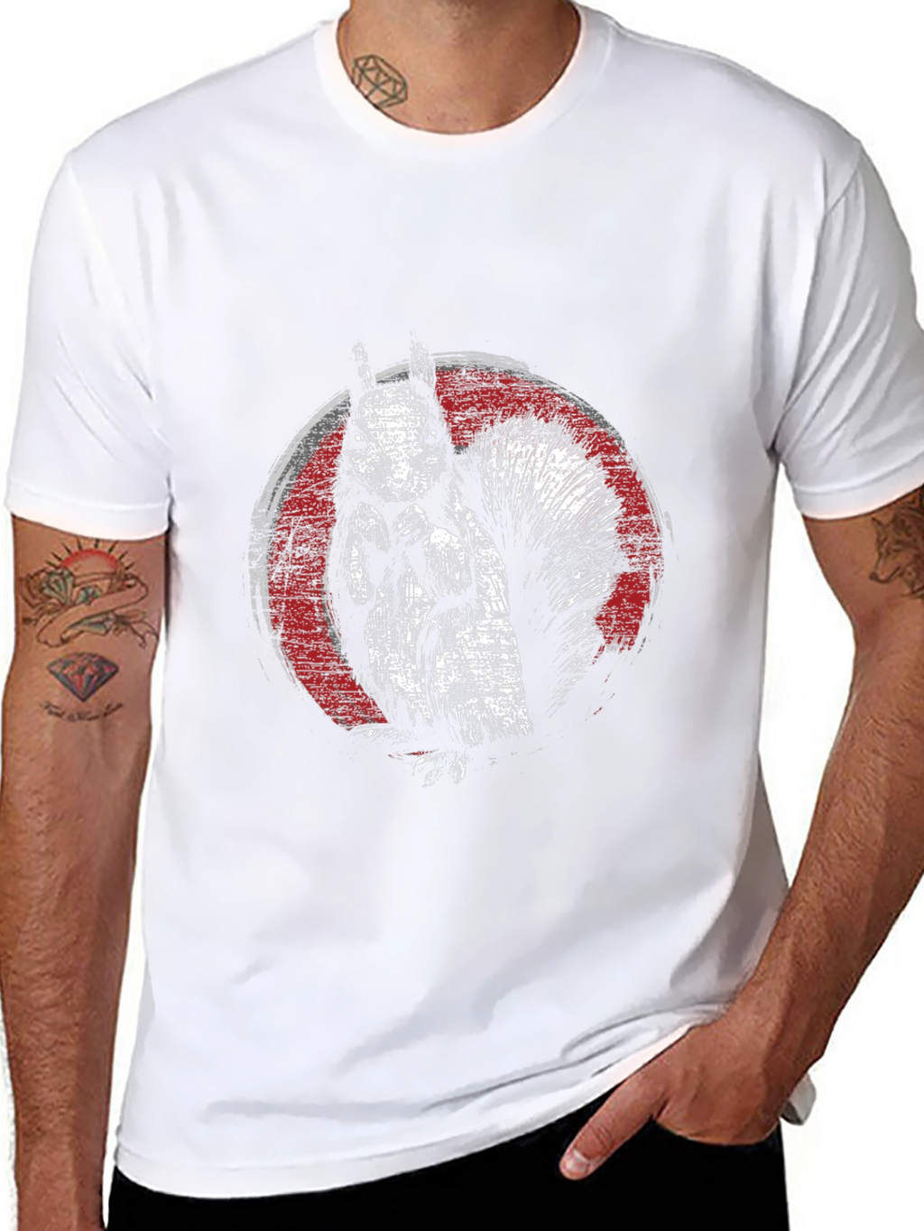 Squirrel Graphic Print Black T-Shirt