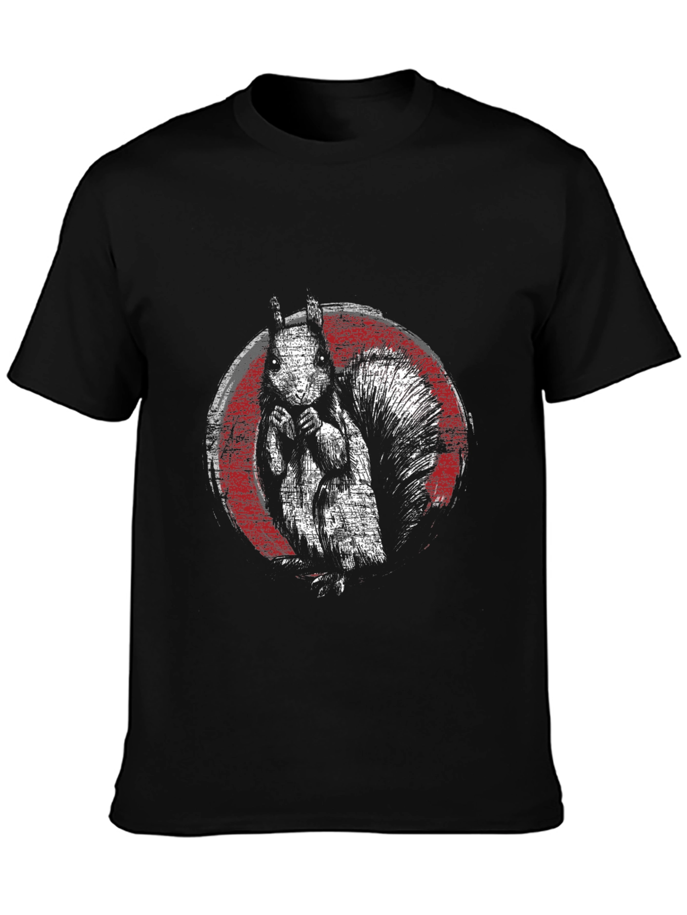 Squirrel Graphic Print Black T-Shirt