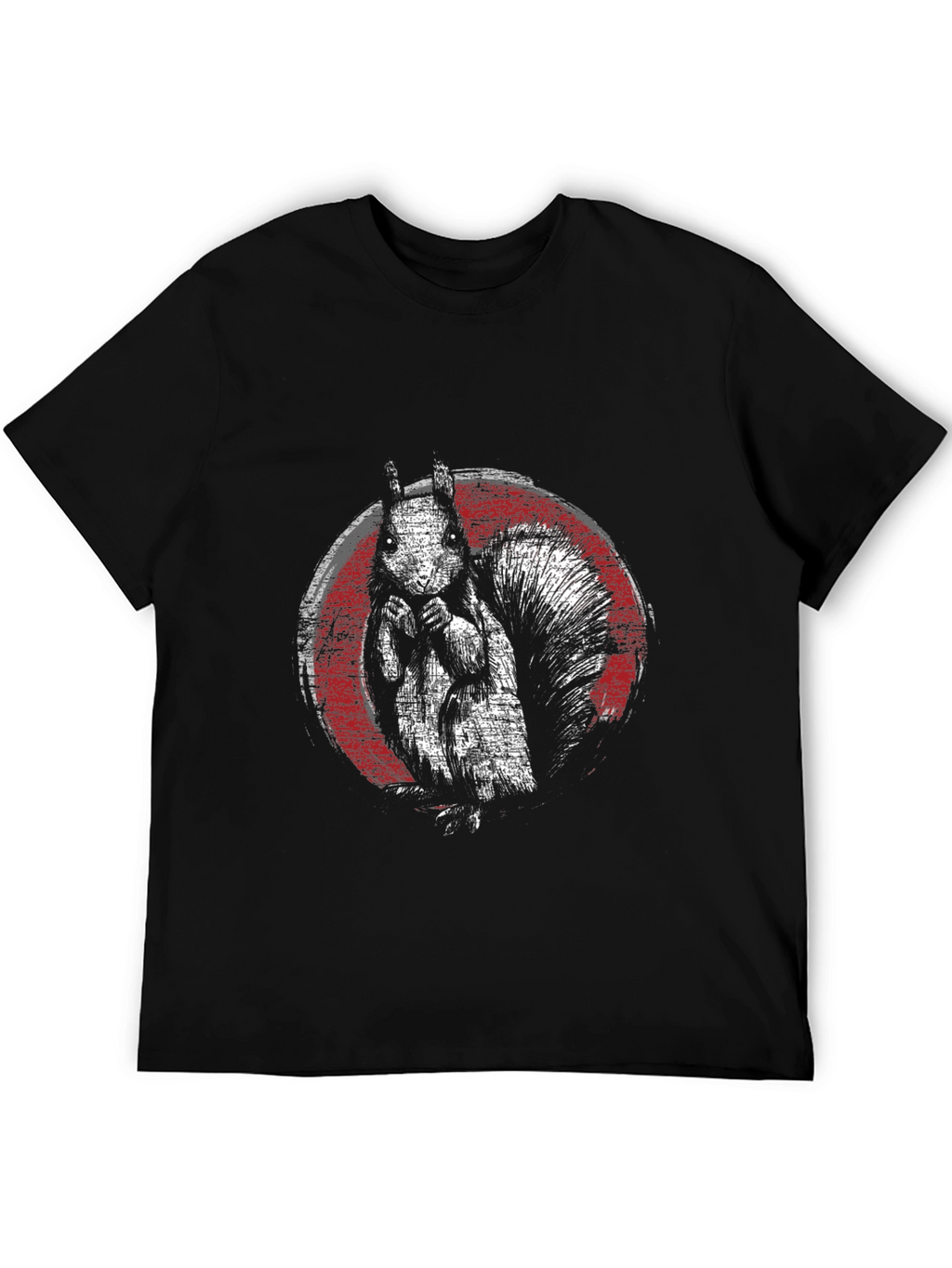 Squirrel Graphic Print Black T-Shirt