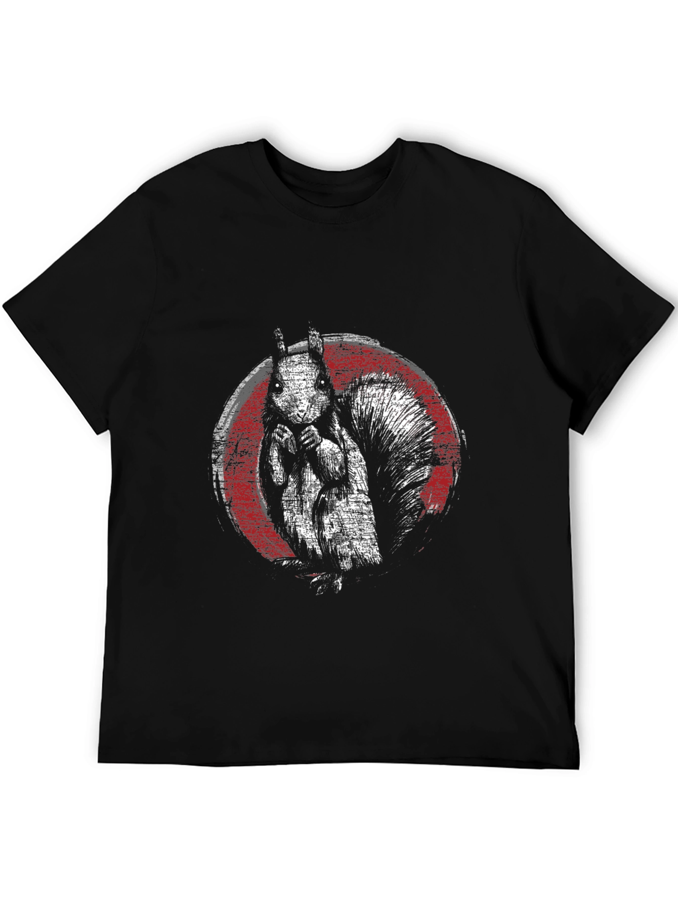 Squirrel Graphic Print Black T-Shirt