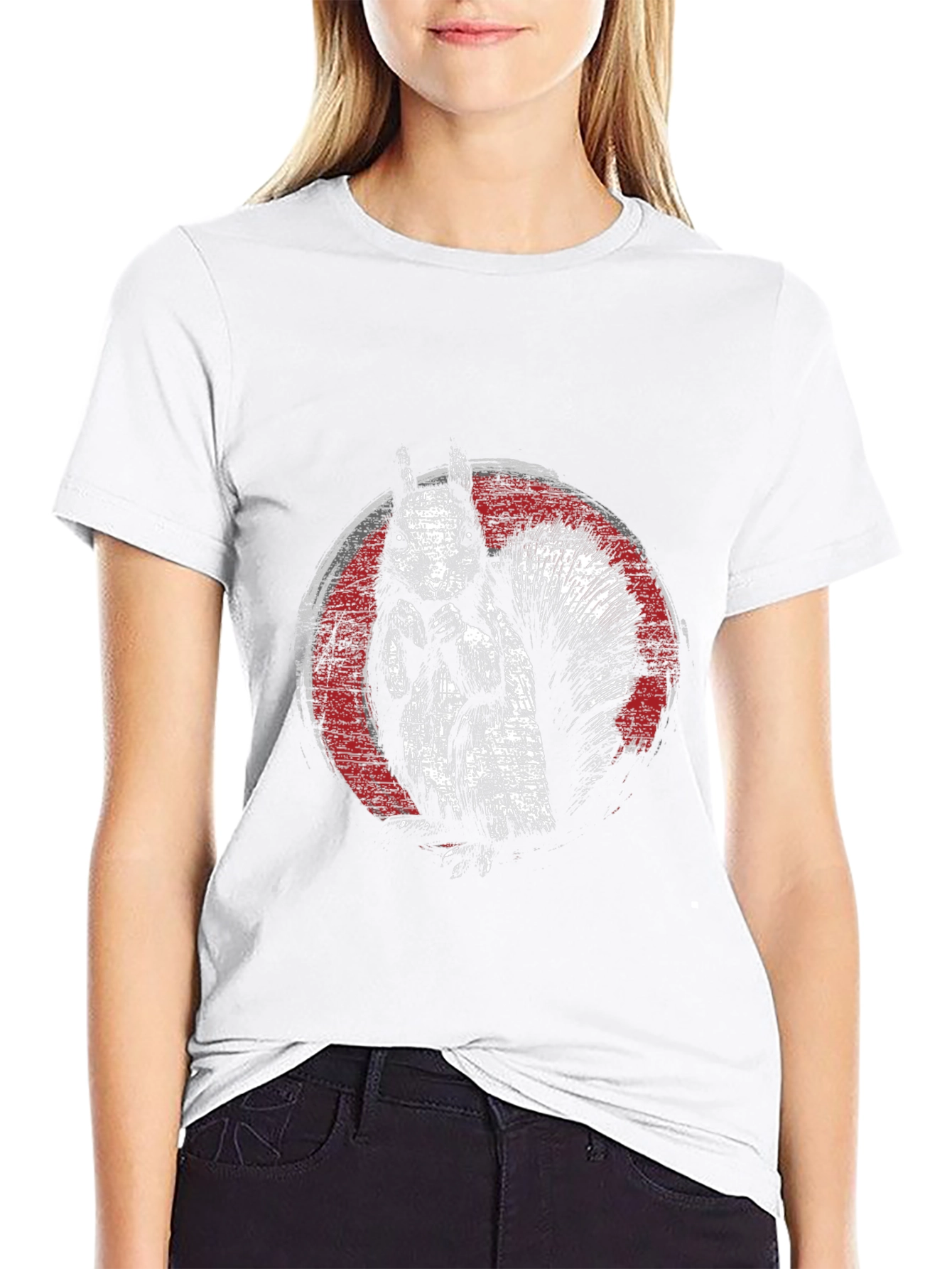 Squirrel Graphic Print Black T-Shirt