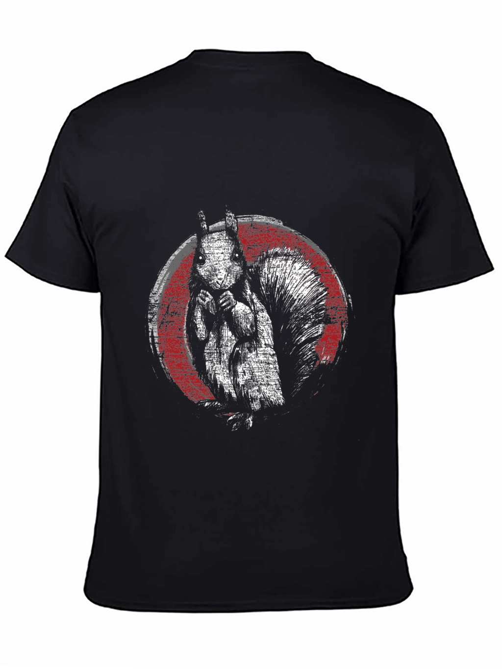 Squirrel Graphic Print Black T-Shirt