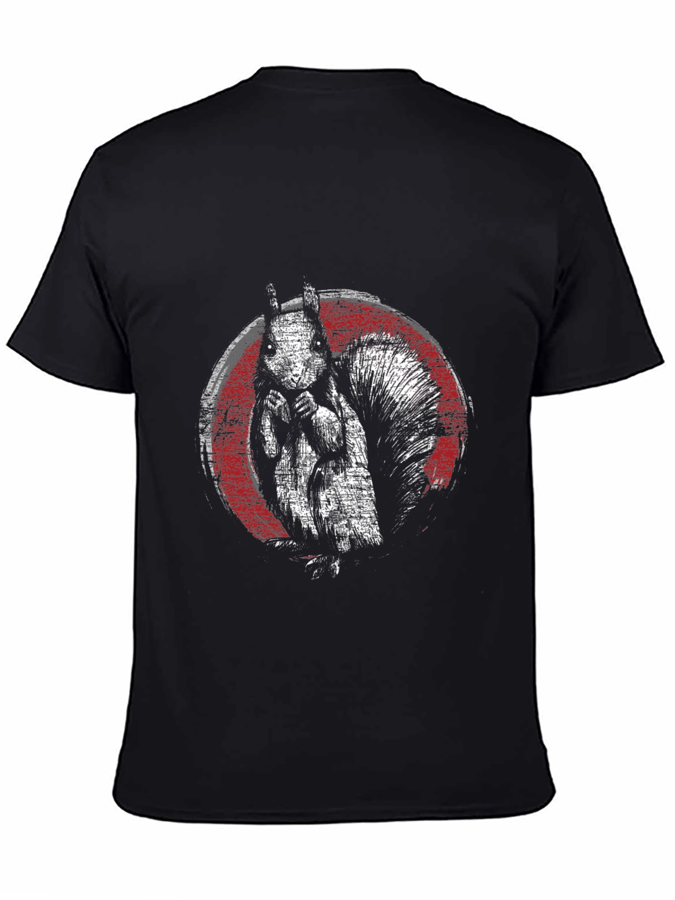 Squirrel Graphic Print Black T-Shirt