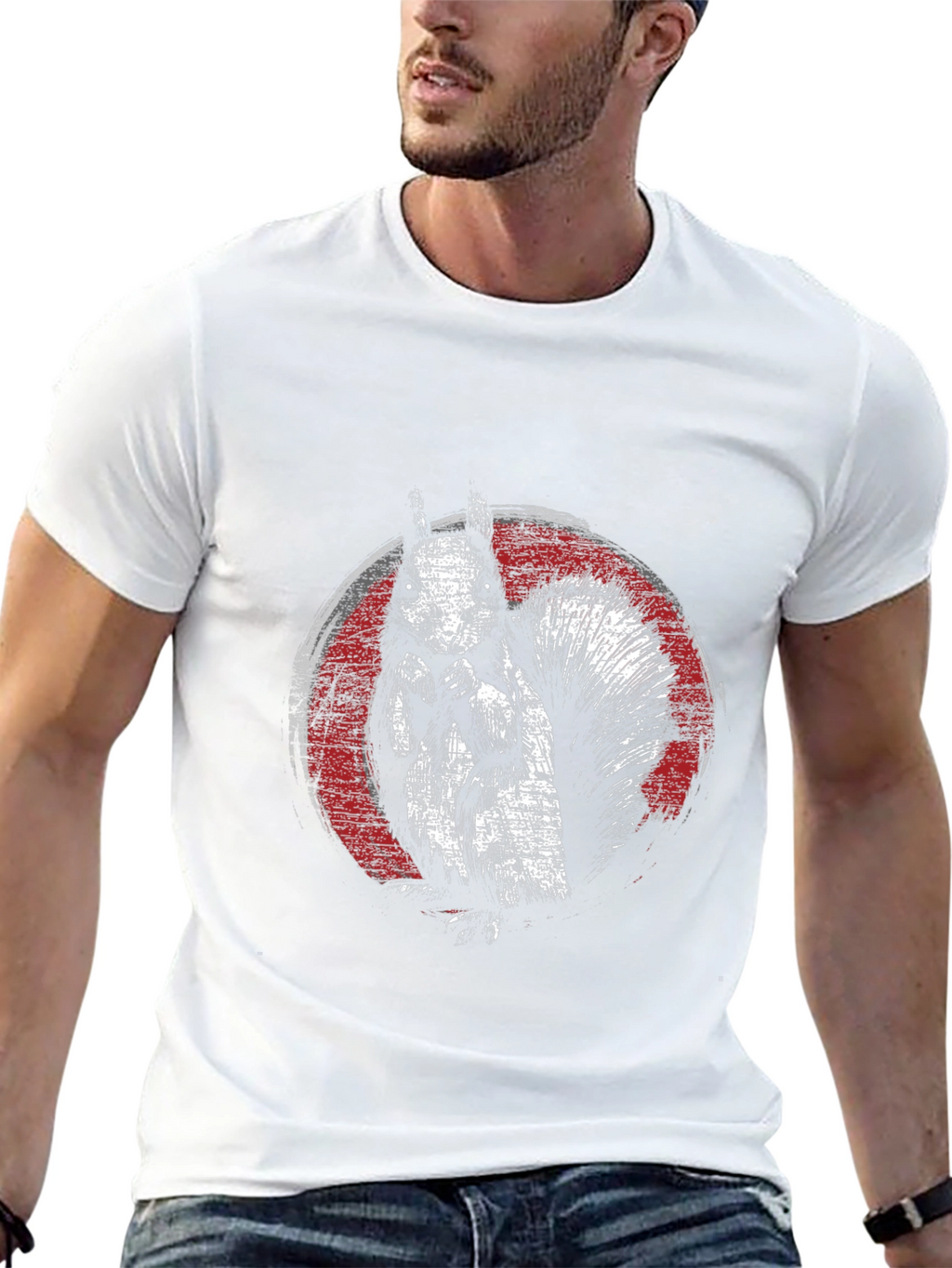 Squirrel Graphic Print Black T-Shirt