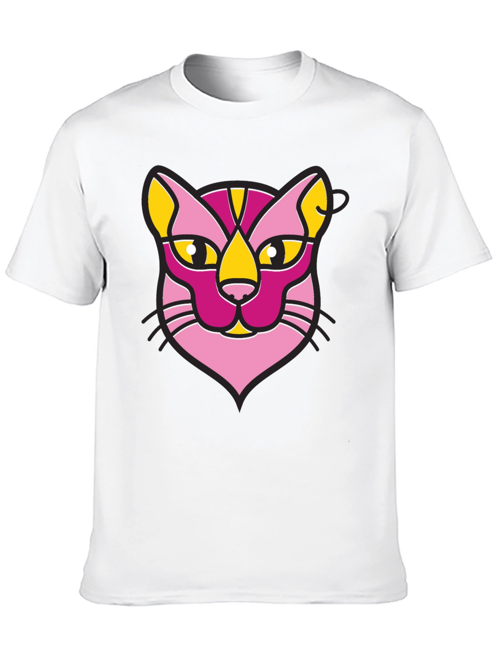 Abstract Cat Graphic Black T-Shirt