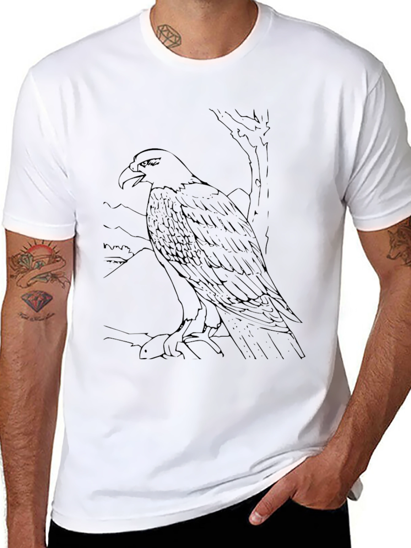 Black Eagle Graphic Tee - Mens Casual Shirt