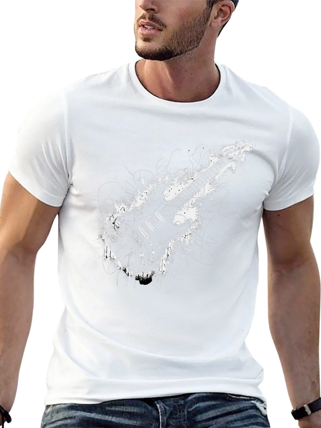 Electric Guitar Graphic Tee - Rocker Style Black T-Shirt