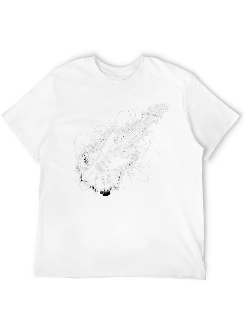 Electric Guitar Graphic Tee - Rocker Style Black T-Shirt